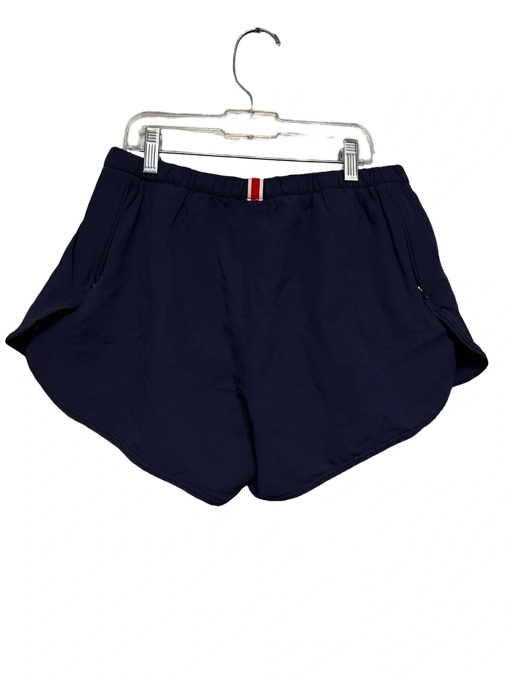 Tracksmith Navy Blue Wool Blend Sport Shorts Size Small Zip Pockets Running